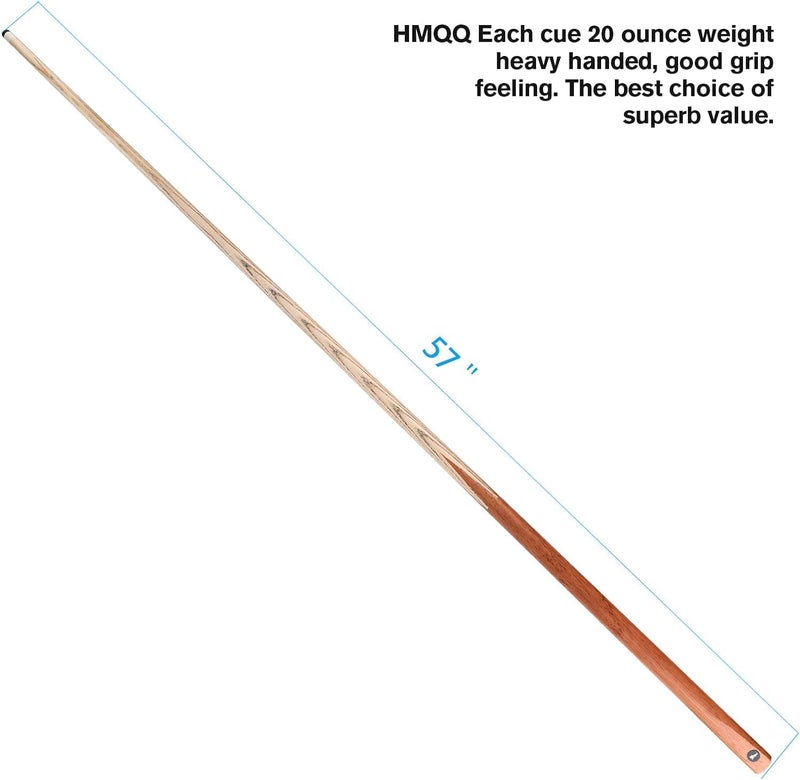 HMQQ 58" One Piece Pool Cue Stick with 13MM Leather Tip, Weight 20OZ Billiards Cue Stick, Pool Stick Set of 4/ Set of 6/ Set of 8 (Black&Natural Wood Color) - Image 1